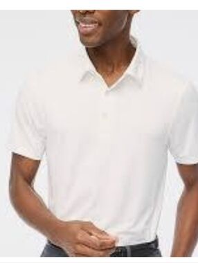NWT J.Crew Factory Men's White Short-Sleeve Polo Shirt Performance Sz M $80